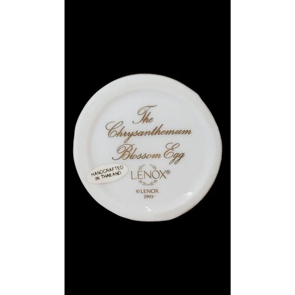 Vintage Lenox The Chrysanthemum Blossom Egg On Pedestal 1993 Original Box Easter - Picture 12 of 14